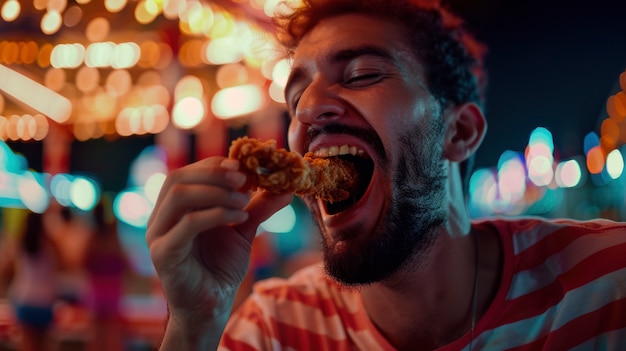 Free Photo young person enjoying a meal