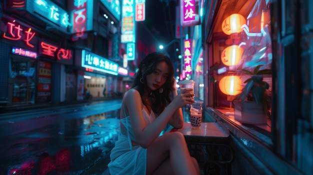 Young person enjoying street food