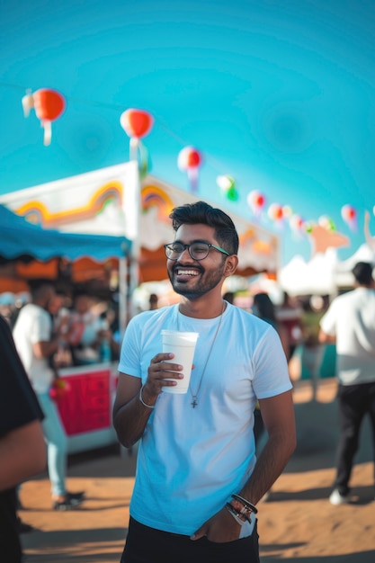 Young person enjoying street food