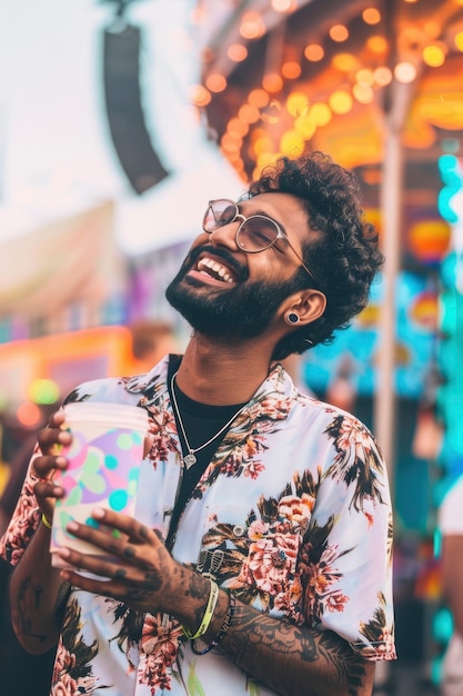 Young person enjoying street food