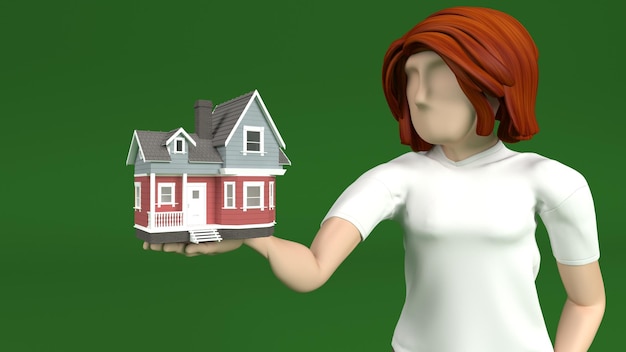 Free photo young person holding small house in hand