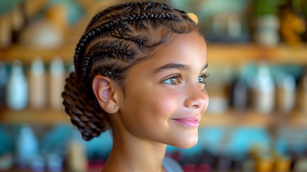 Free photo young person portrait in photorealistic style with braids