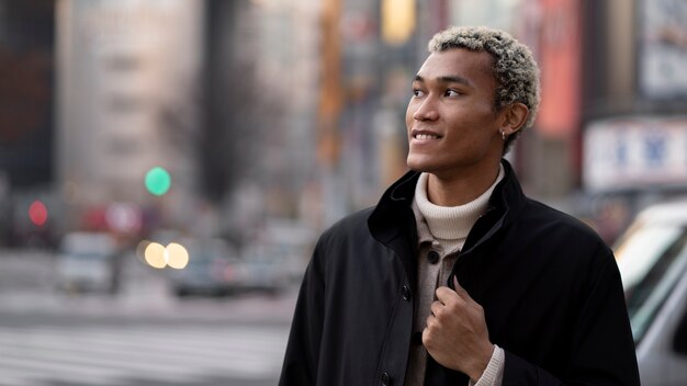 Young person traveling through japan