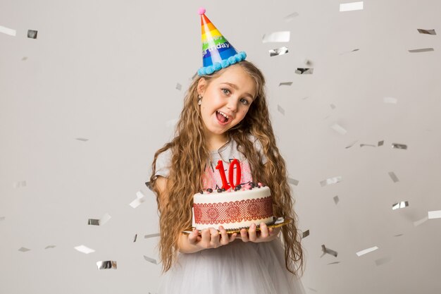 Free Photo young pretty girl celebrating ten years anniversary