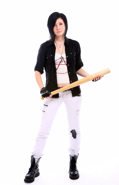 Young punk girl with baseball bat