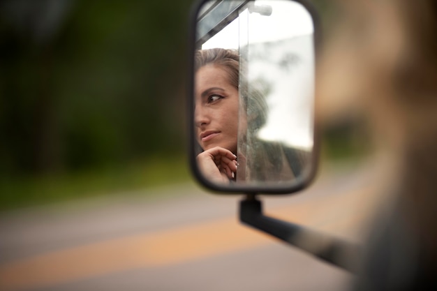 Free Photo young rural travellers driving through the country side