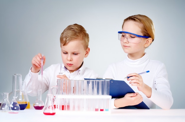 Young scientists doing research in laboratory