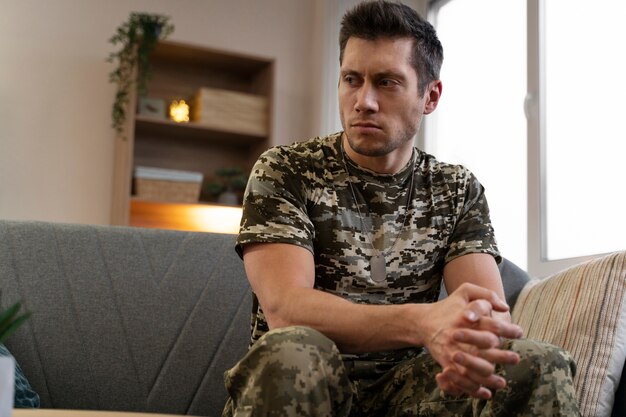 Young soldier affected by ptsd effect