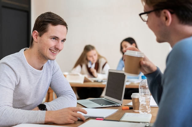 Young students learning together during a group study