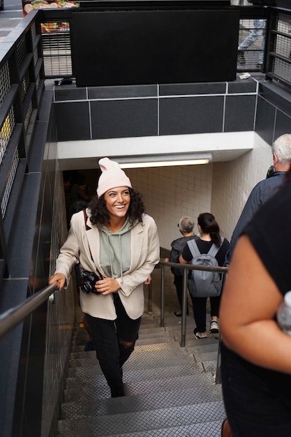 Young stylish woman exploring the city