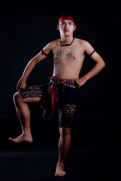 young Thailand man with traditional elements