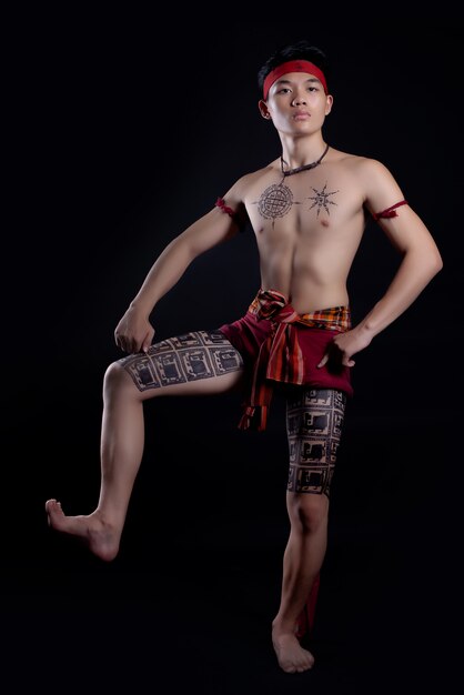 young Thailand man with traditional elements