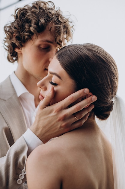 Young wedding couple on their wedding