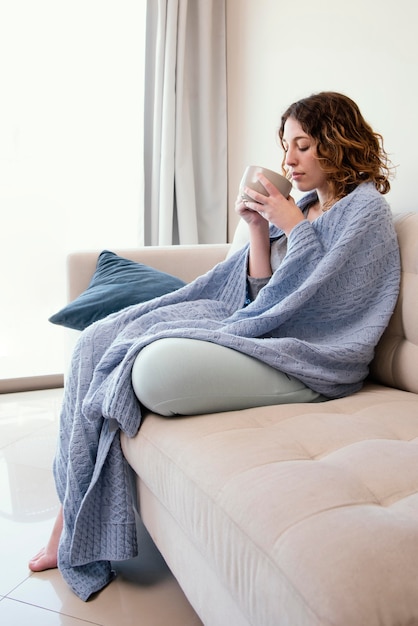 Free Photo young woman being quarantined at home