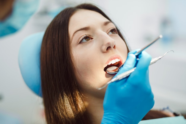 Young woman in a dental exam