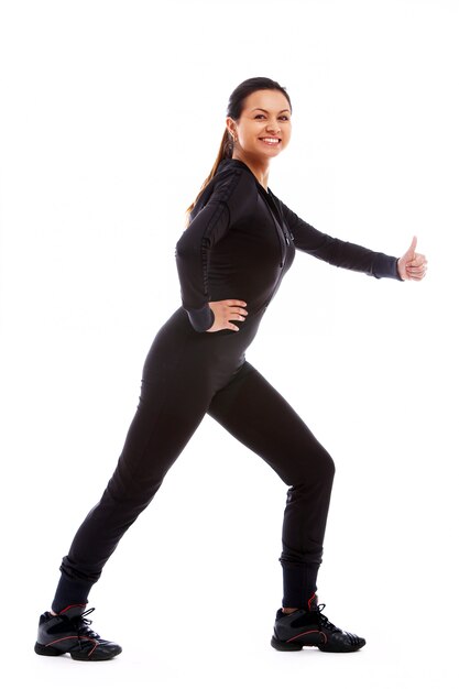 Young woman doing fitness exercises