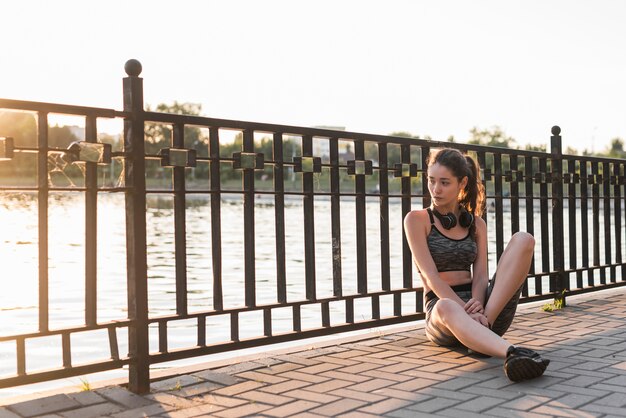 Young woman doing sport in the park