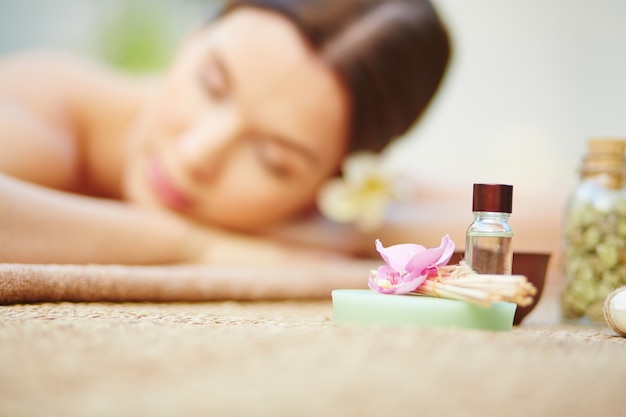 Young woman enjoying a beauty treatment