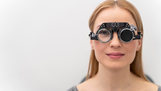 Young woman at eyes consult