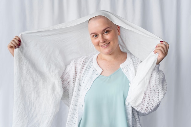 Free photo young woman fighting cancer