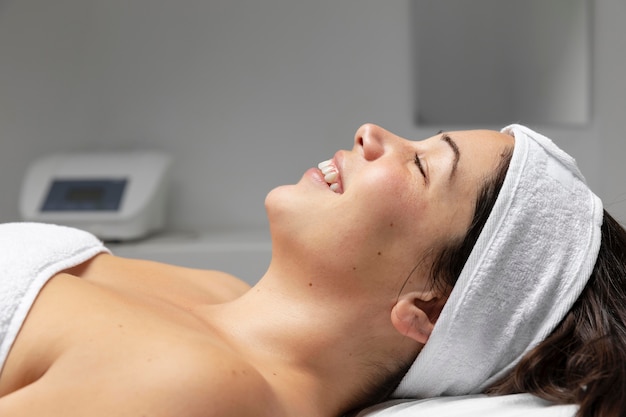 Young woman having a facial skincare treatment