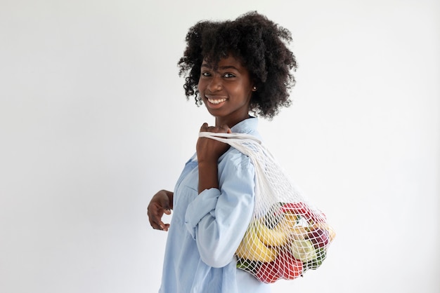 Young woman having a sustainable lifestyle indoors