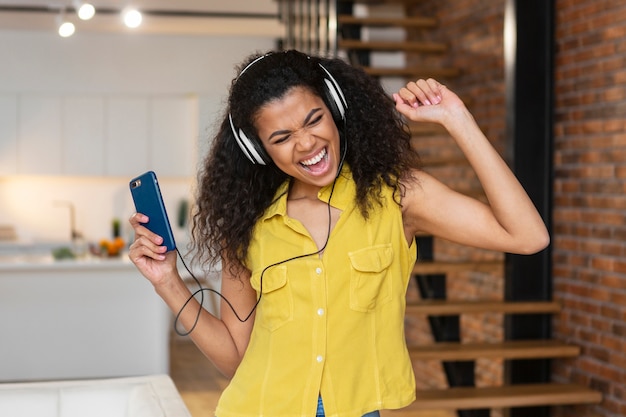 Young woman listening to music