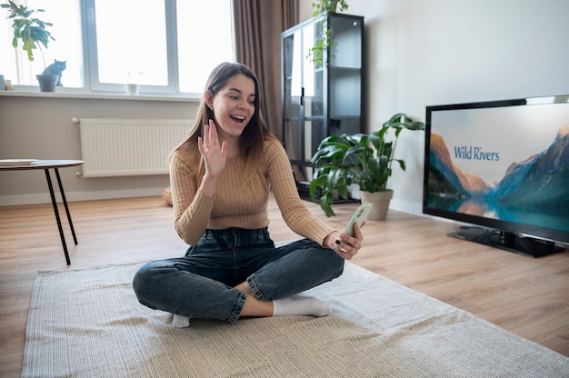 Young woman making a videocall