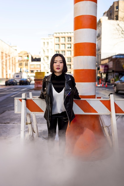 Young woman in new york city during daytime