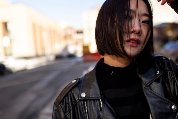 Young woman in new york city during daytime