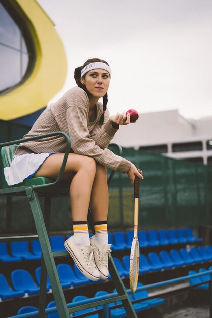 young woman playing tennis