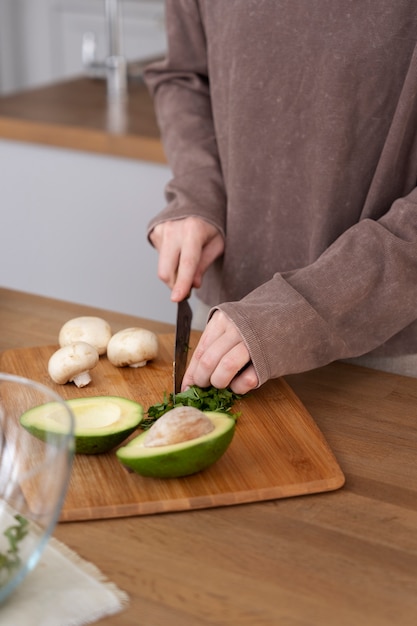 Young woman preparing her nutrition diet