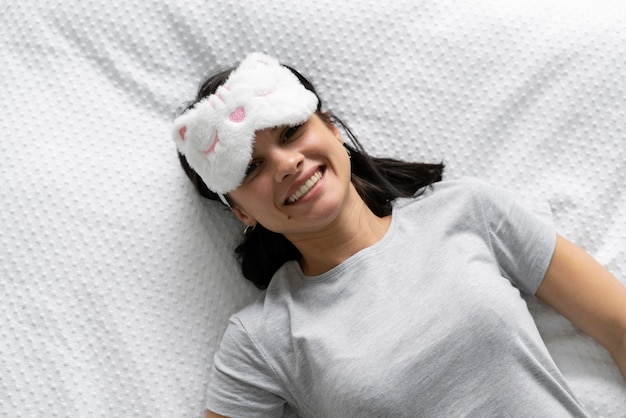 Free photo young woman relaxing alone at home