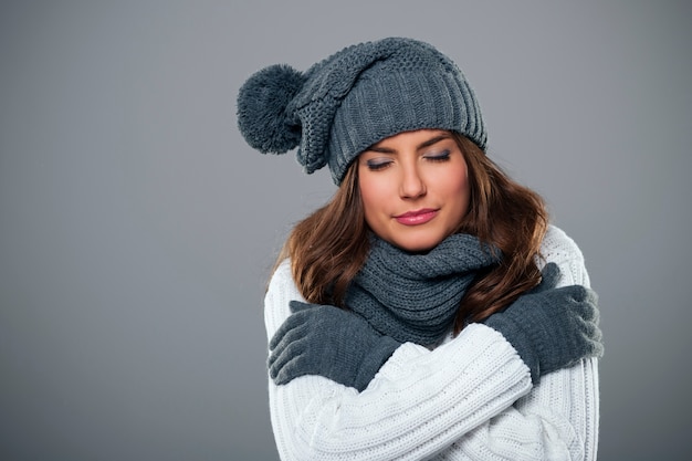 Young woman shivering during the winter season