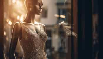 Free photo young woman shopping for elegant clothing indoors generated by ai