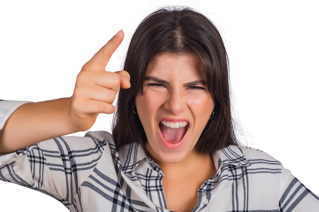 Free photo young woman shouting and screaming.