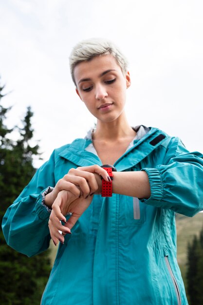 Young woman in sportswear in nature