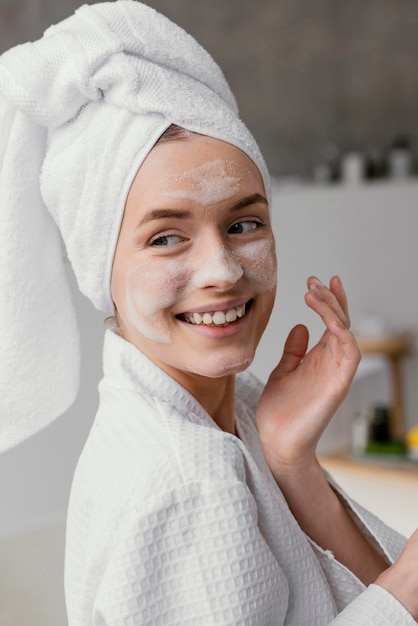 Young woman taking care of herself at home