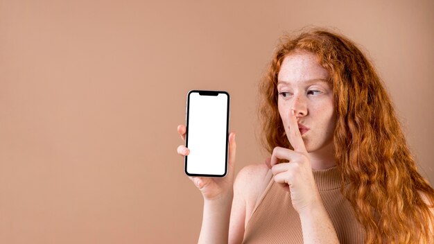 Free Photo young woman teaching sign language