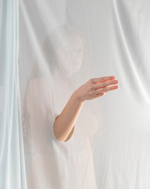 Young woman teaching sign language