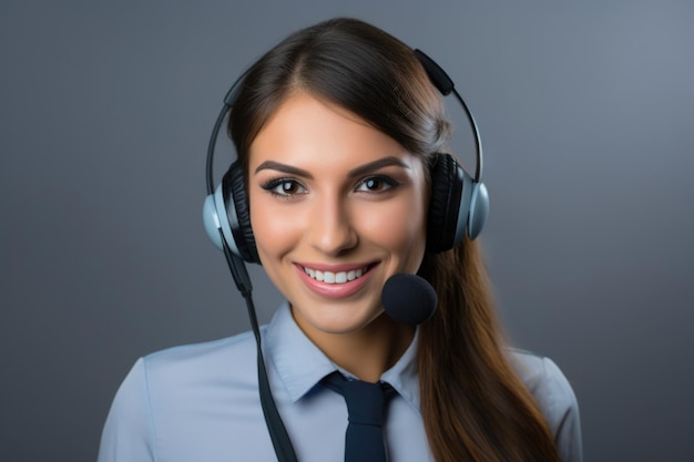 Free Photo young woman telemarketer agent and corporate operator concept