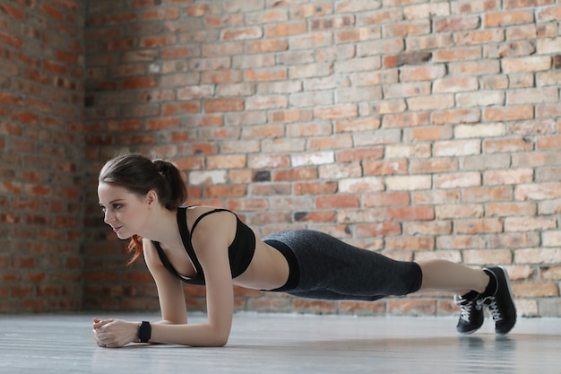 Young woman training