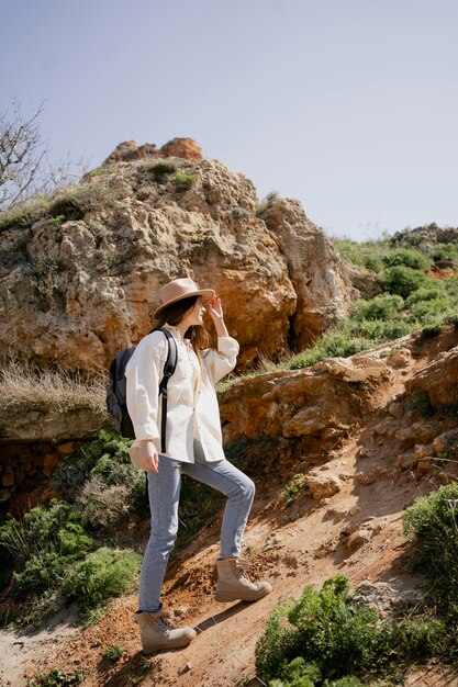 Young woman traveling by herself