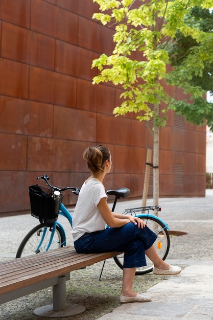 Young woman using an eco way for transportation