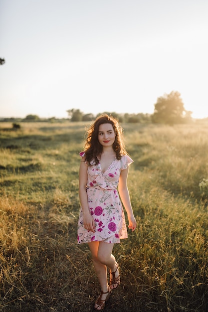 Free Photo young woman walking in forest