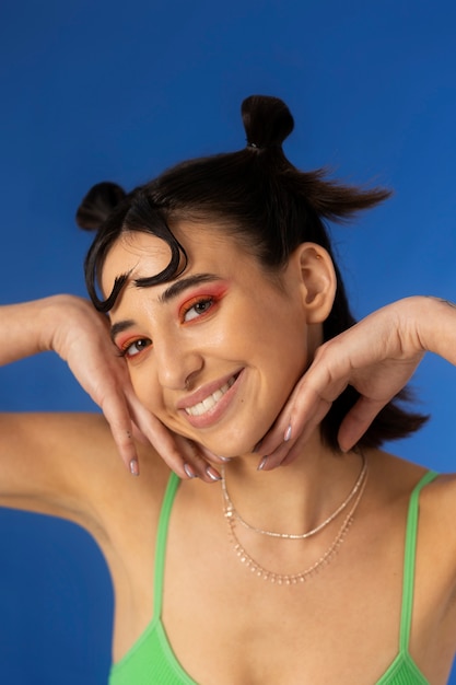 Young woman wearing chain necklace