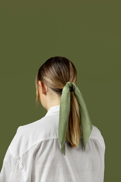 Young woman wearing a handkerchief as a hair accessory