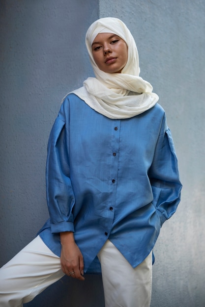 Young woman wearing hijab  medium shot