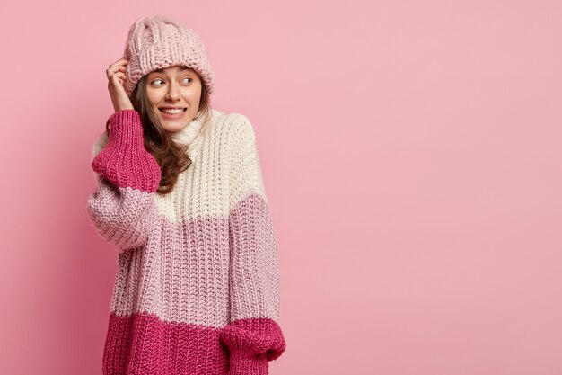 Young woman wearing winter clothes