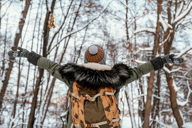 Free Photo young woman on winter day